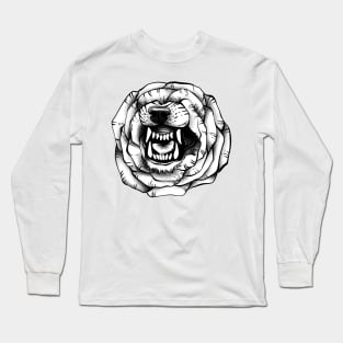 Wolf growl rose Long Sleeve T-Shirt